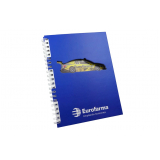 cadernos promocionais com logomarca Águas de Santa Bárbara